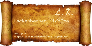 Lackenbacher Klára névjegykártya